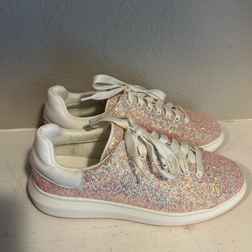 Blondo Glitter Waterproof Sneakers – Pink Sparkle, Women’s Size (11)
